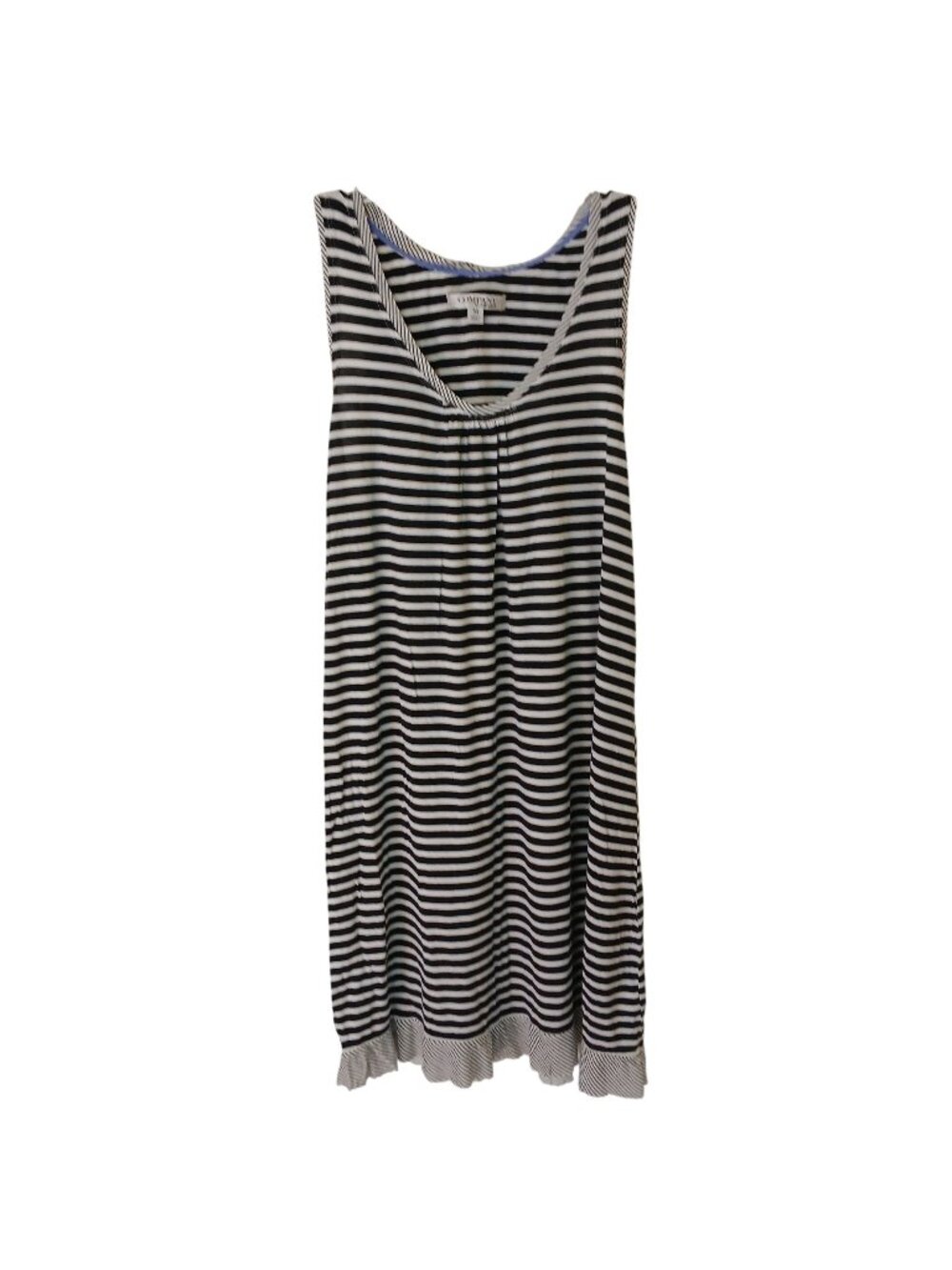 Company Ellen Tracy Sz M Black White Striped Nightgown Lounge Dress Stretch #I-1